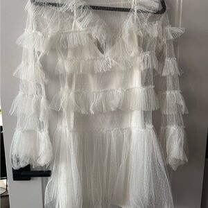 Elegant White Ruffled Dress
